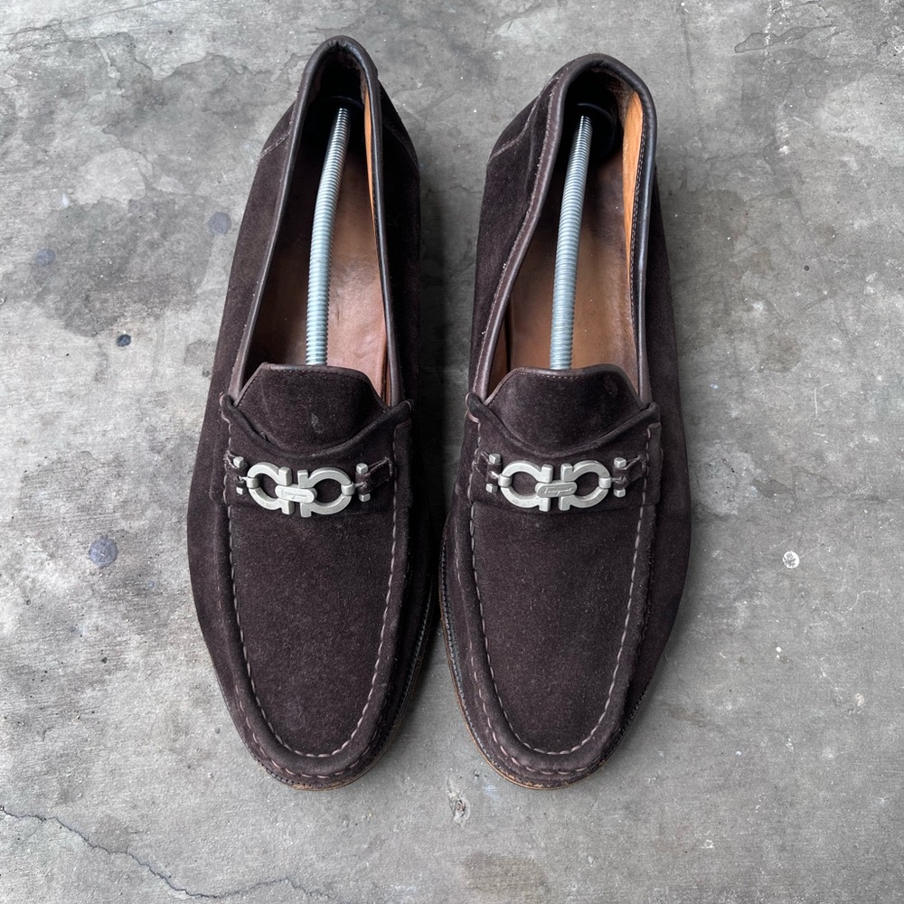 Original Salvatore Ferragamo Brown Suede Loafers